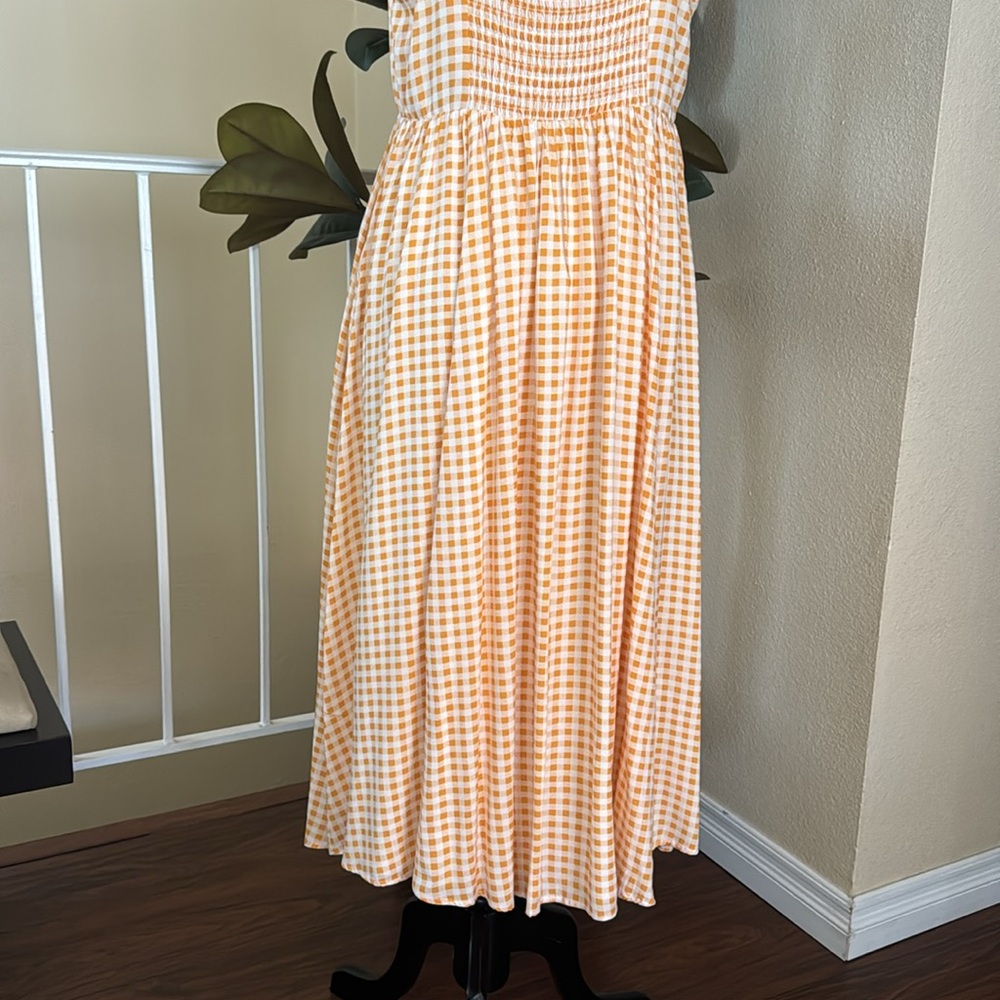 Torrid Midi Challis Skater Yellow Plaid Dress 0/L US 12 - Picture 11 of 16
